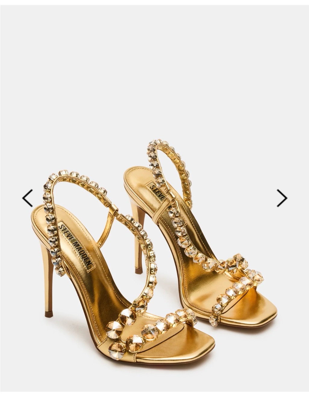 Steve Madden Metallic Gold Jeweled Slingback Stiletto Heels
